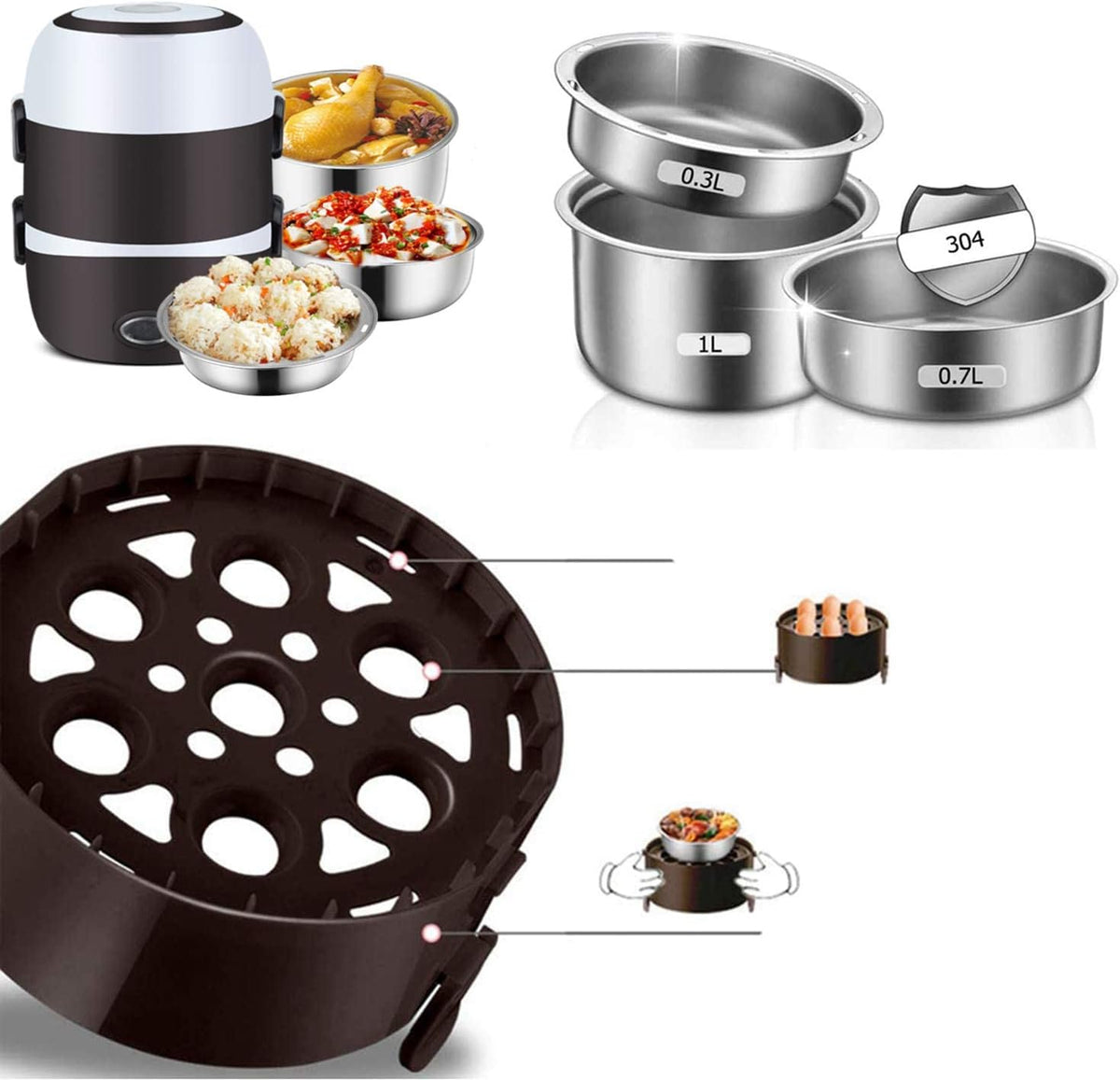 Electric Lunch Box — 2-Tier Stainless Steel Food Warmer | No Microwave Needed
