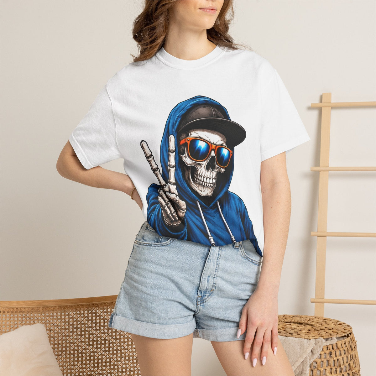 Skull Peace Sign T-Shirt — "Stay Focused Stay Hungry" Graphic Tee