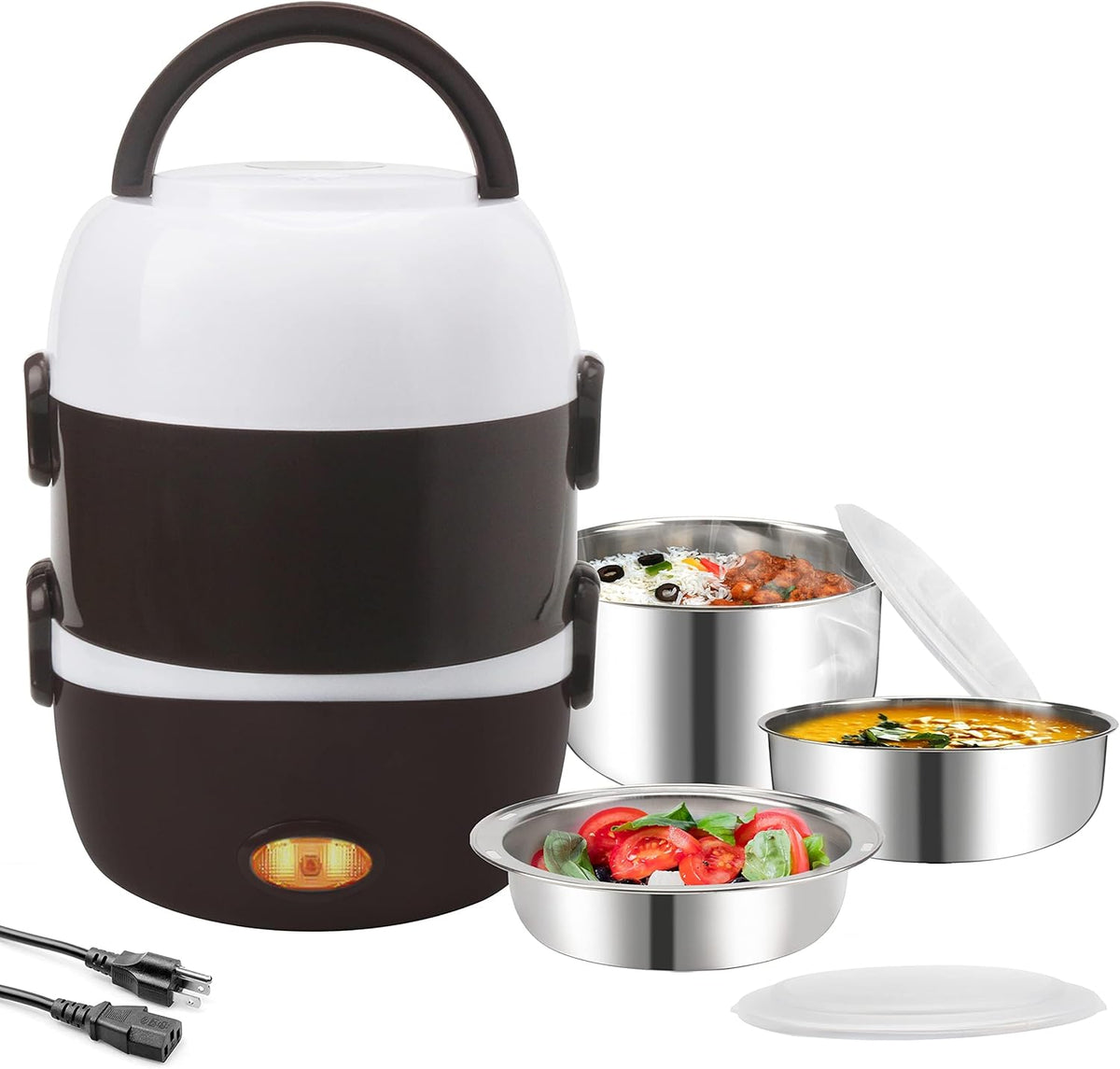 Electric Lunch Box — 2-Tier Stainless Steel Food Warmer | No Microwave Needed
