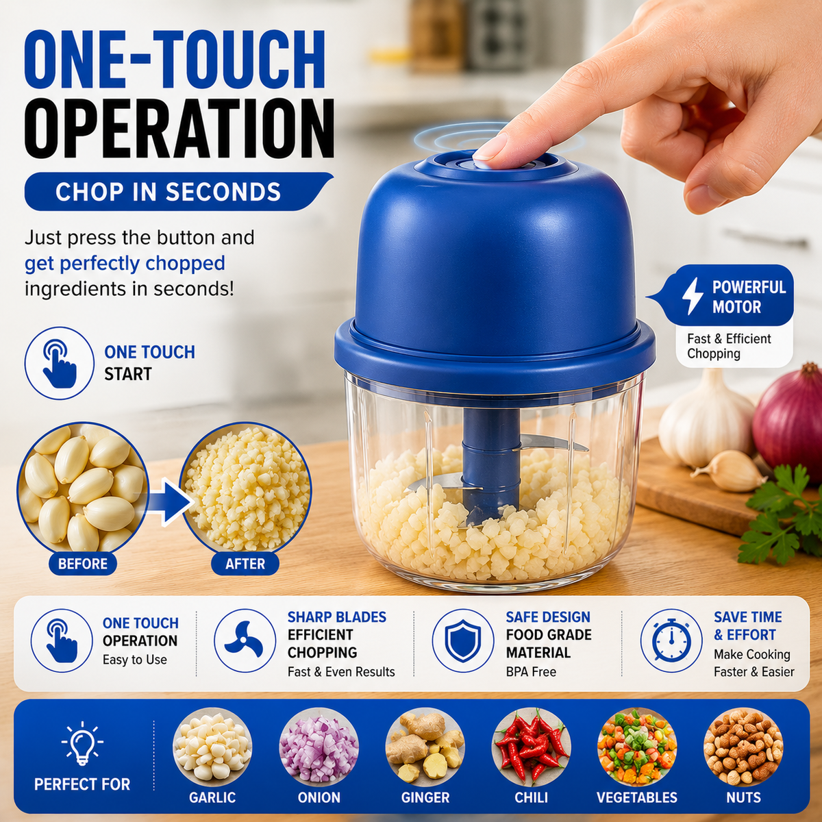 Multifunctional Mini Electric Garlic Chopper