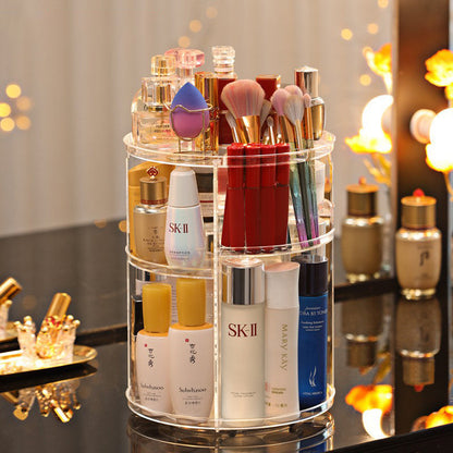 Rotating Cosmetic Organizer — Diamond Pattern Makeup Storage Stand