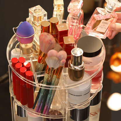 Rotating Cosmetic Organizer — Diamond Pattern Makeup Storage Stand