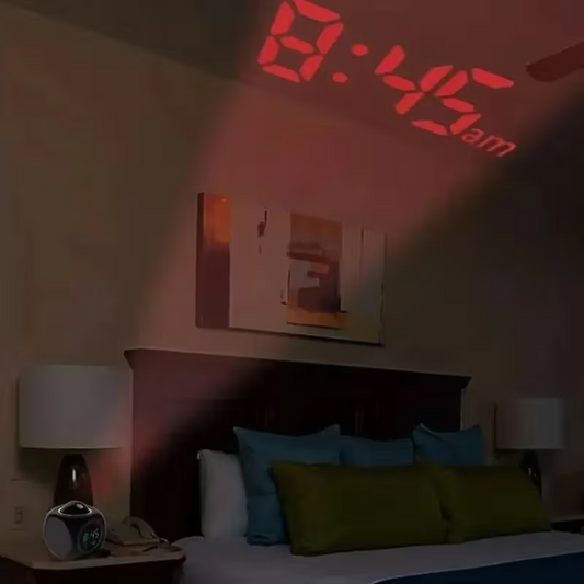 LCD Projection Alarm Clock — Digital Cube Desk Clock with Temperature & Alarm