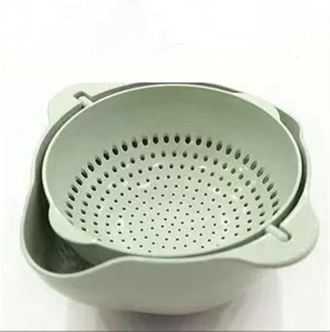 Double-Layer Draining Bowl Basket — Strainer & Wash Bowl for Vegetables, Fruits & Rice