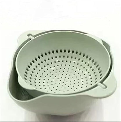 Double-Layer Draining Bowl Basket — Strainer & Wash Bowl for Vegetables, Fruits & Rice