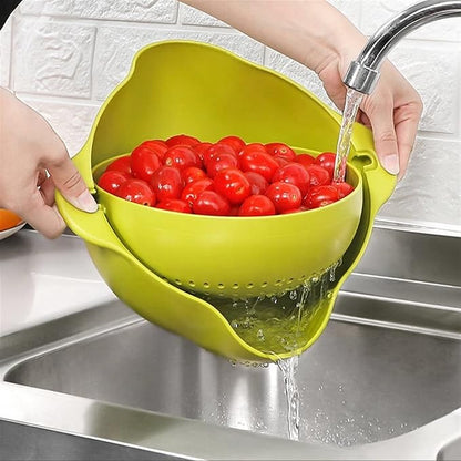 Double-Layer Draining Bowl Basket — Strainer & Wash Bowl for Vegetables, Fruits & Rice