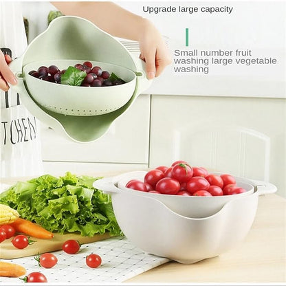 Double-Layer Draining Bowl Basket — Strainer & Wash Bowl for Vegetables, Fruits & Rice