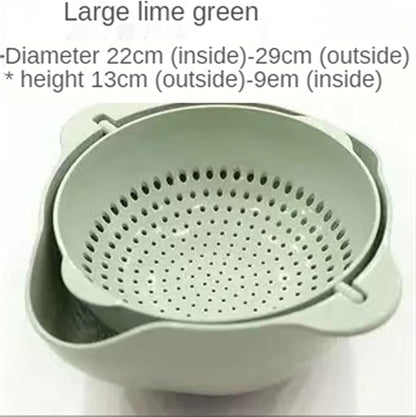 Double-Layer Draining Bowl Basket — Strainer & Wash Bowl for Vegetables, Fruits & Rice