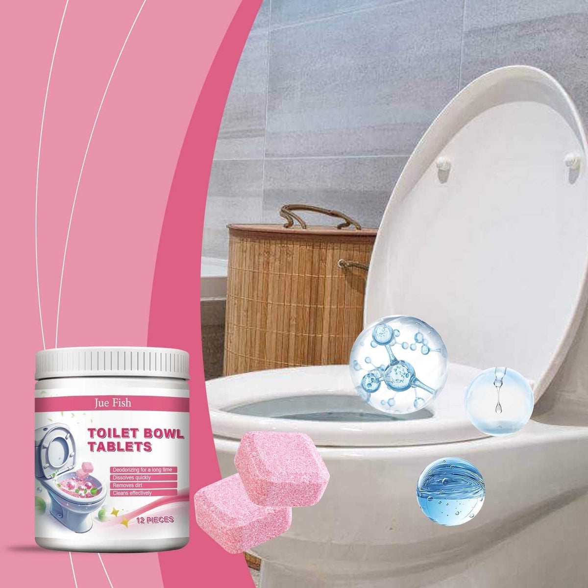 Toilet Bowl Cleaner Tablets — Long-Lasting Freshness & Stain Removal Drops
