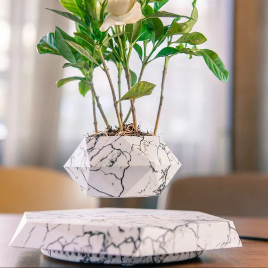 Levitating Magnetic Floating Marble Pot — Luxury Floating Plant Decor for Modern Homes