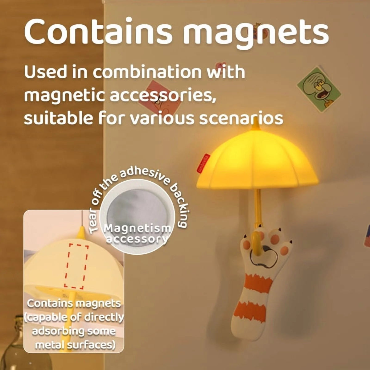 Mini Umbrella Magnetic LED Night Light — Cozy Silicone Ambient Lamp for Bedroom & Kids Room
