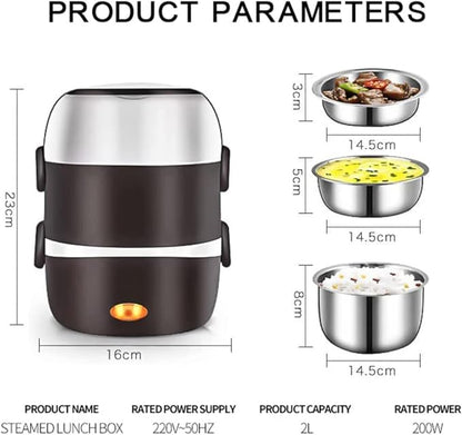 Electric Lunch Box — 2-Tier Stainless Steel Food Warmer | No Microwave Needed