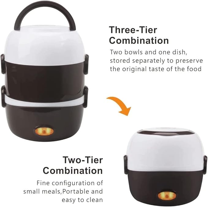 Electric Lunch Box — 2-Tier Stainless Steel Food Warmer | No Microwave Needed
