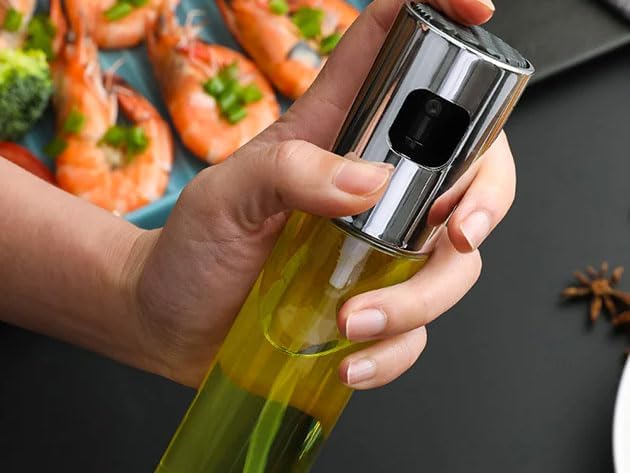 Pack of 2 (100ml) Stainless Steel Oil Spray Bottle — Refillable Cooking Oil Dispenser