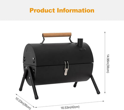 Portable BBQ Grill with Hob — Charcoal Camping Grill & Outdoor Cooker