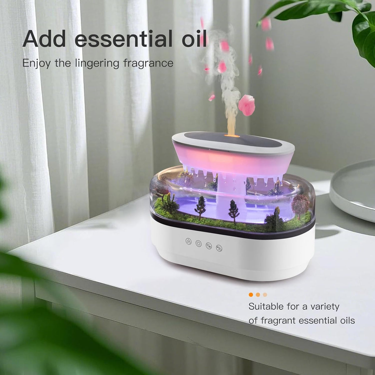 Raindrop Aroma Diffuser — LED Ultrasonic Humidifier & Essential Oil Diffuser