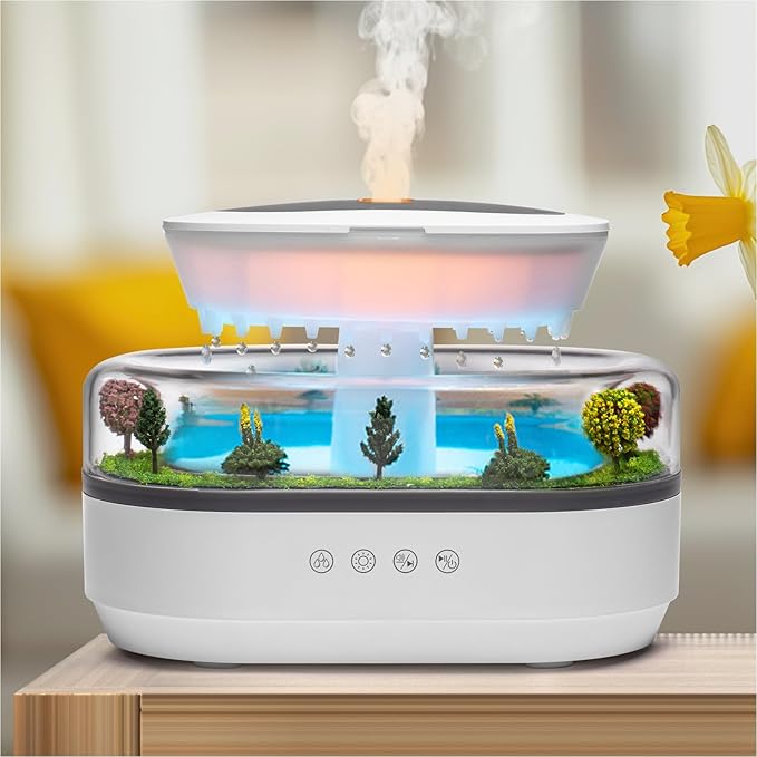 Raindrop Aroma Diffuser — LED Ultrasonic Humidifier & Essential Oil Diffuser