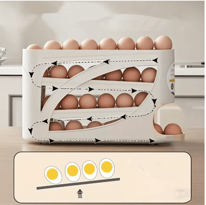 Rolling Egg Dispenser Rack — 18-24 Egg Space-Saving Automatic Organizer for Fridge & Counter