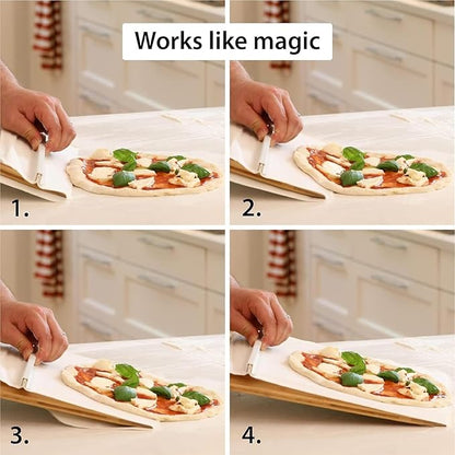 Sliding Pizza Peel 🍕 Non-Stick Wooden Pizza Paddle for Baking