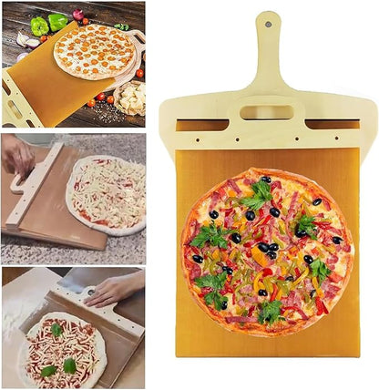 Sliding Pizza Peel 🍕 Non-Stick Wooden Pizza Paddle for Baking