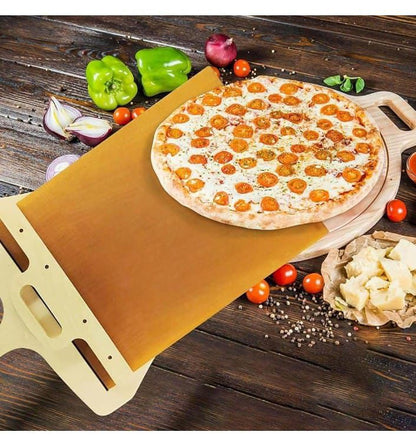 Sliding Pizza Peel 🍕 Non-Stick Wooden Pizza Paddle for Baking