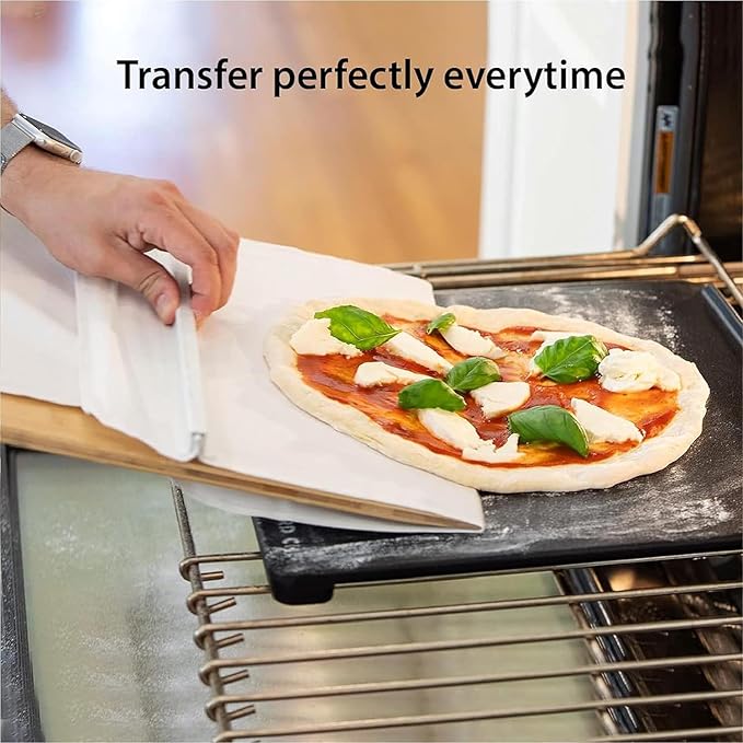 Sliding Pizza Peel 🍕 Non-Stick Wooden Pizza Paddle for Baking